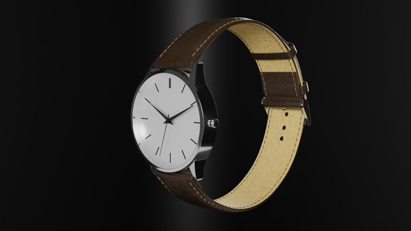 3D Classic watch with leather belt