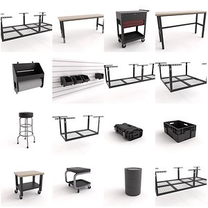 3D 16 in 1 Garage Furniture Equipment 1