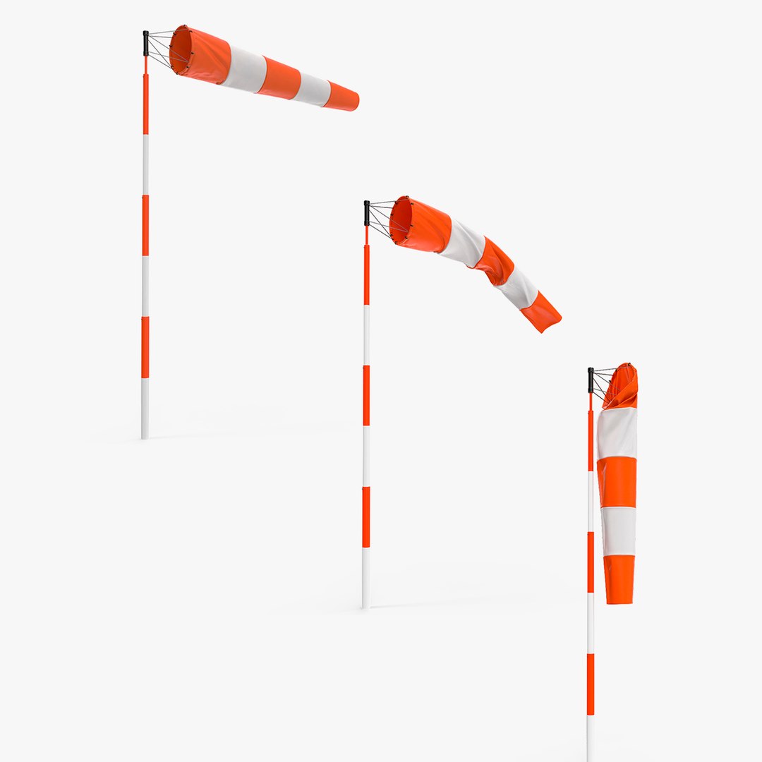 Striped Windsocks Collection 3D model preview