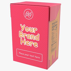 Rectangular Aseptic Carton Package Mockup Pink
