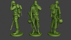 3D model soldier ww2 crying american