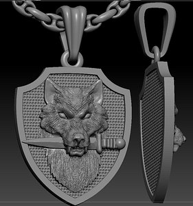 wolf knife pendant 3D