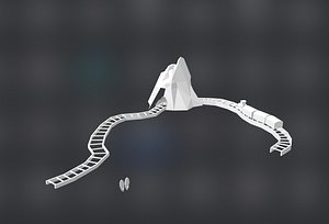 3D cave train rail model