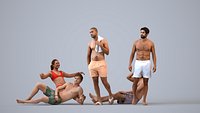 Basics0750 - A set containing 5 models of male and female adults walking standing at the pool or rel