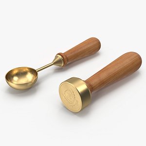 Brass Stamp And Spoon For Sealing Wax 3D Models