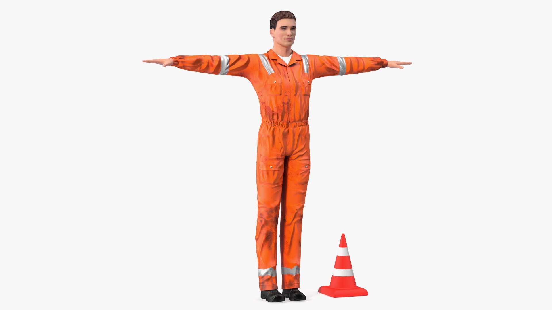 Dirty Road Worker T-Pose 3D model preview