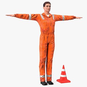 3D Dirty Road Worker T-Pose