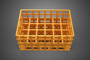 YELLOW BOTTLE SOFTDRINK CARRIER PLASTIC CRATE BOX CONTAINER RACK 3D model