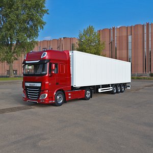 DAF XF Semi Truck (2020) with Refrigerated Semi Trailer Model.