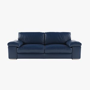 3D model modern blue leather sofa