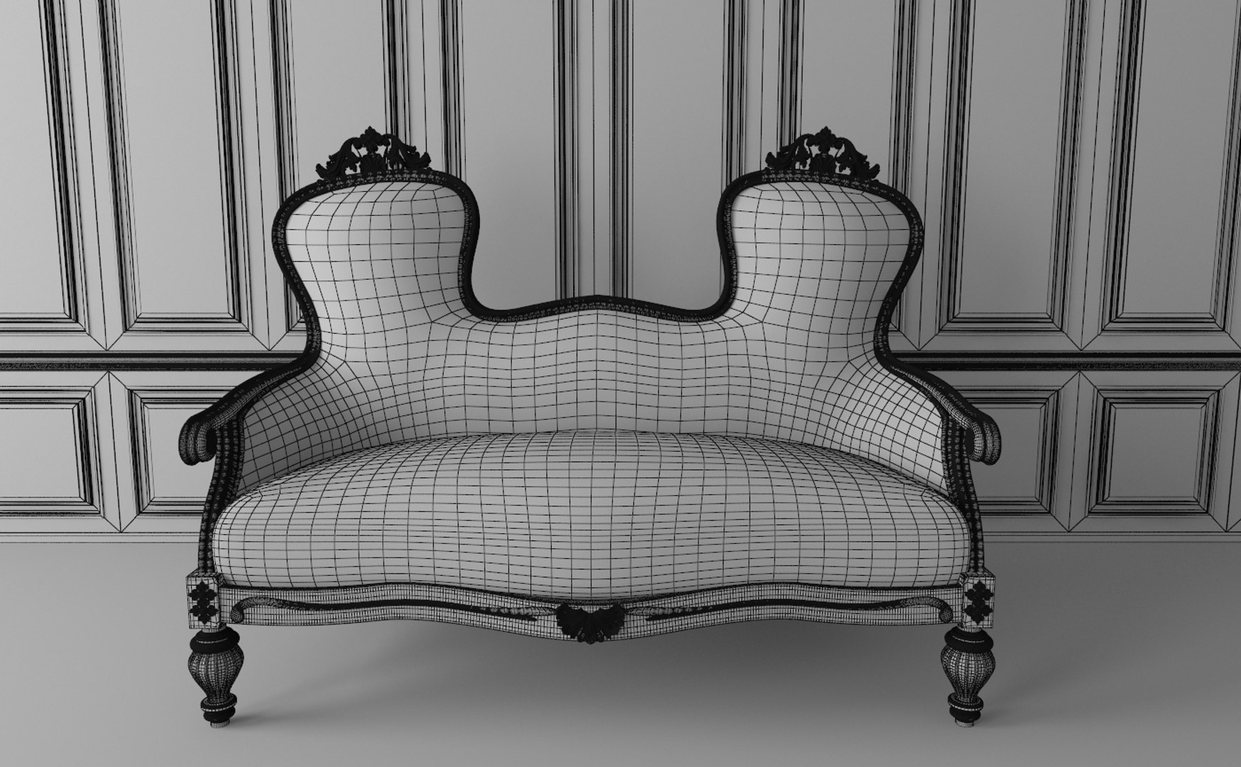 3d sofa rococo furniture model