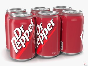 Six Pack of Cans Dr Pepper 3D model