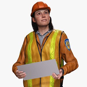 3D Female Construction Worker Character Model model