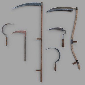 Pack of 6 Medieval Farm Scythe and Sickles