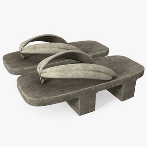 3D Old Geta Traditional Japanese Clogs
