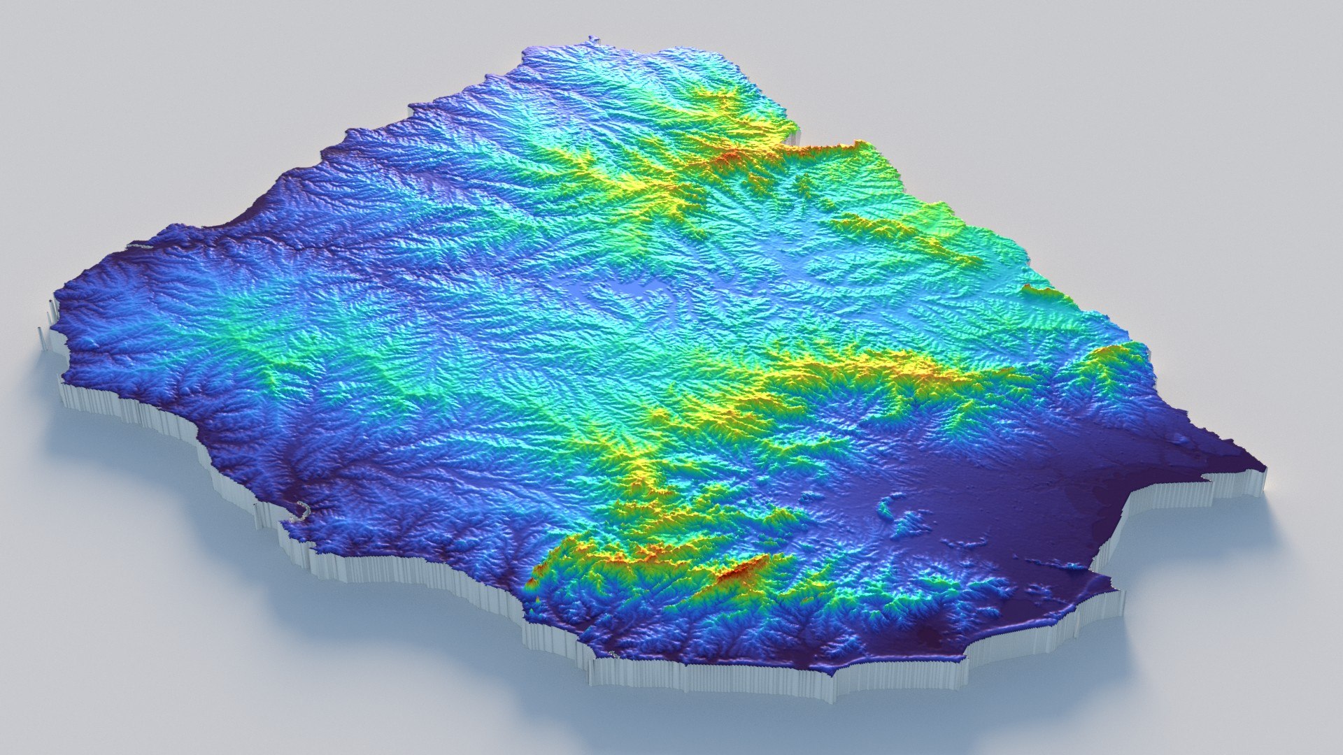 Uruguay Terrain Map 3D Model - TurboSquid 2337627