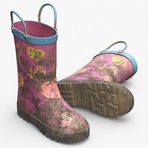 Dirty Kids Rain Boots with Handles Pink Used