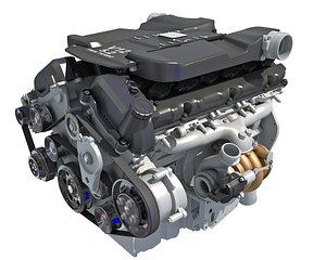 twin turbo v12 car engine 3D