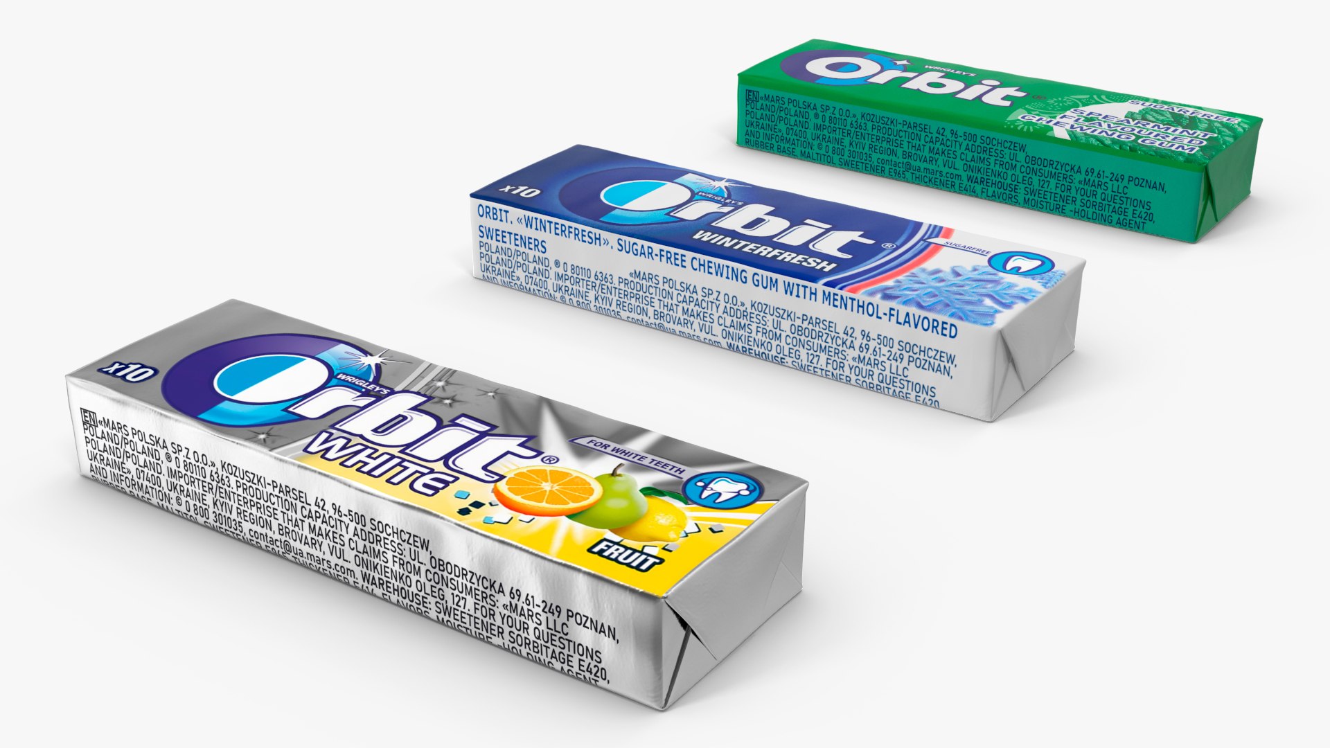 3D Model Orbit Chewing Gum Set Of Three Flavours - TurboSquid 2044760