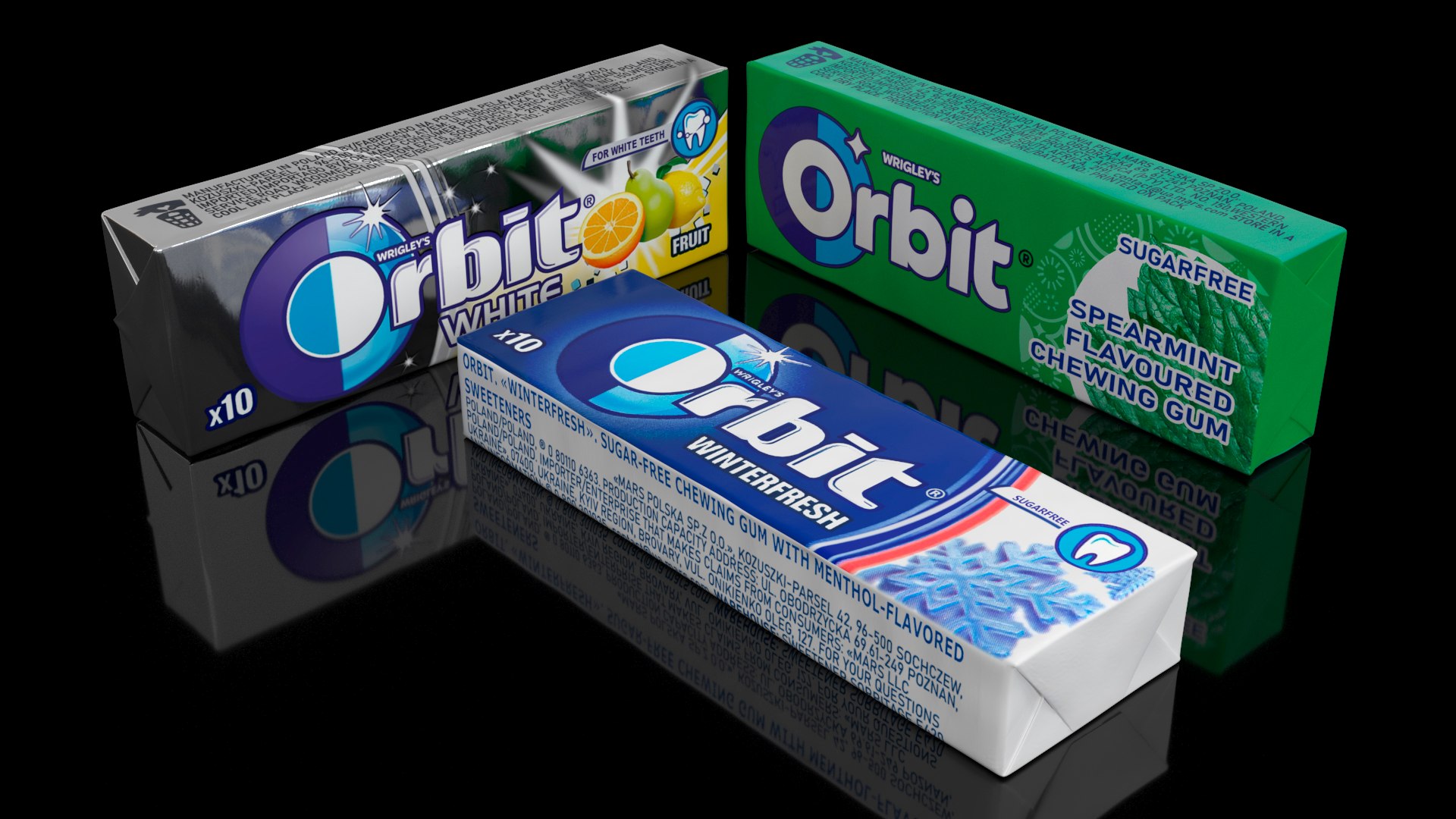 3D Model Orbit Chewing Gum Set Of Three Flavours - TurboSquid 2044760