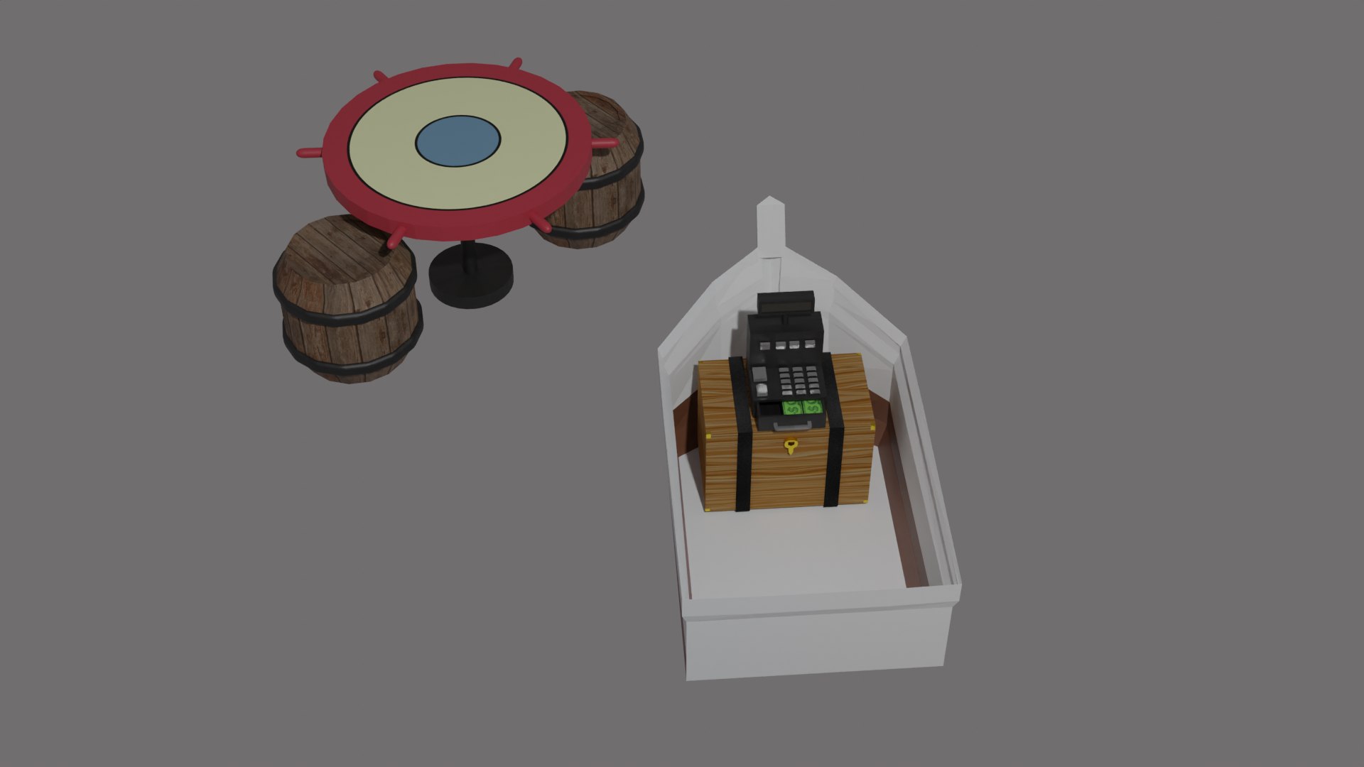Krusty Krab Chair And Table Pack 3D - TurboSquid 1908713