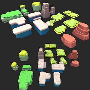 Stylized Terrain Hill Pack Low-poly 3D model