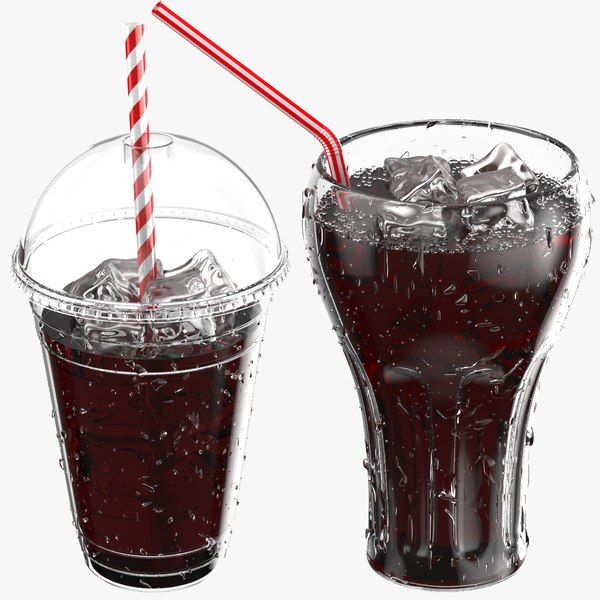 3D Two Wet Soda Cups With Ice model