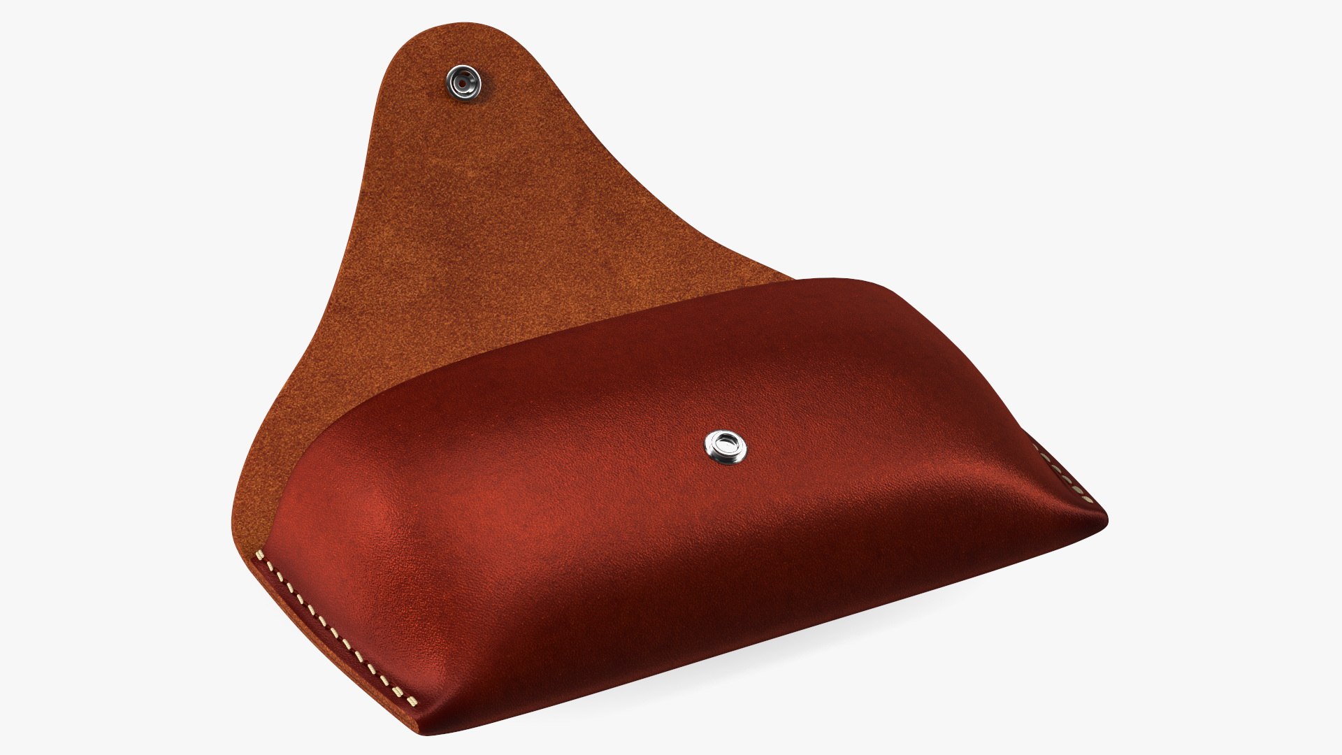 Leather Sunglasses Case Open Brown 3D model preview
