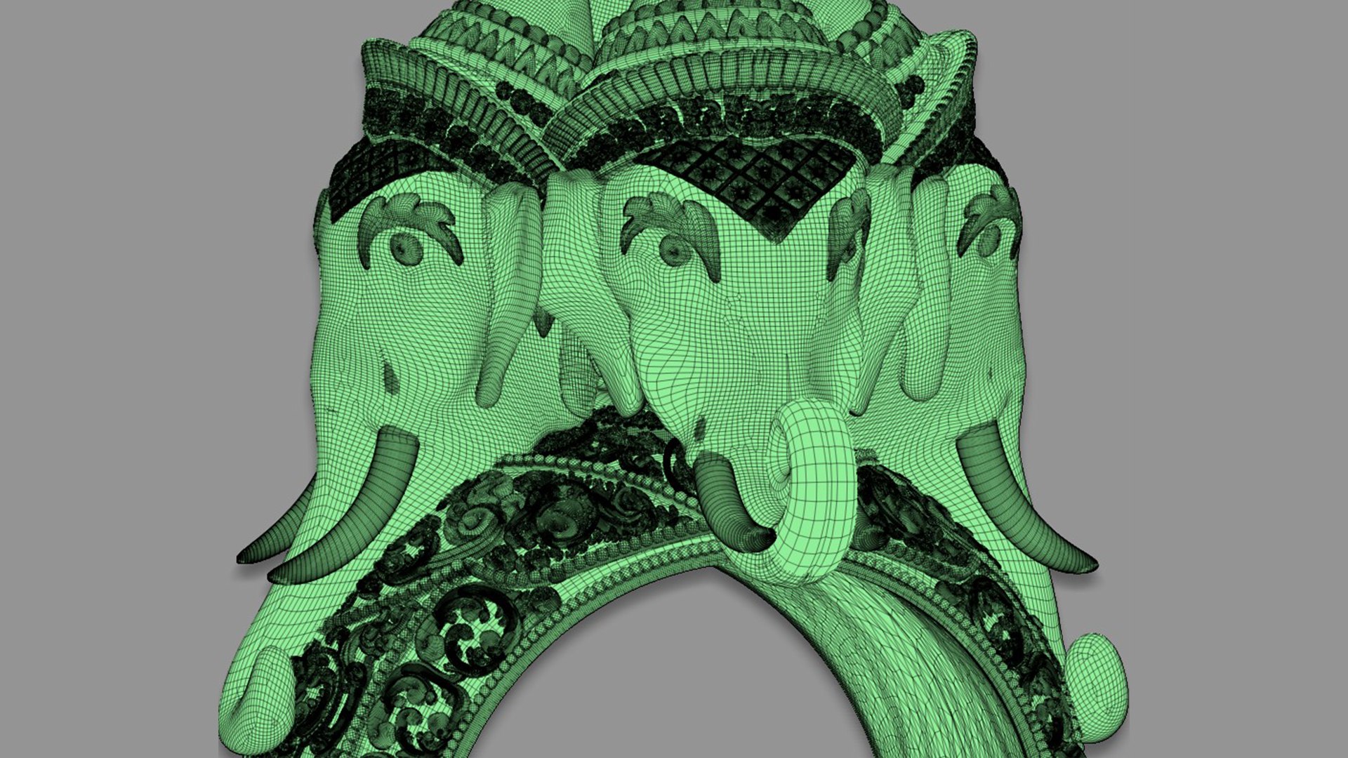 Asian Elephant Statue Three Head 3D Model - TurboSquid 2309788