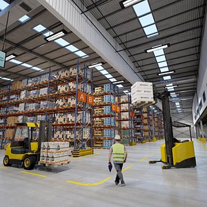 Full Warehouse with Forklifts