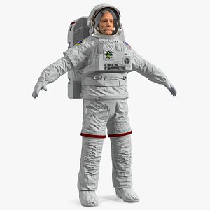 Astronaut Wearing Extravehicular Mobility Unit with Helmet