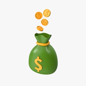 3D Money Bag Cartoon