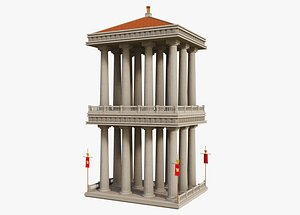 Ancient Roman Doube Temple Floor 3D model