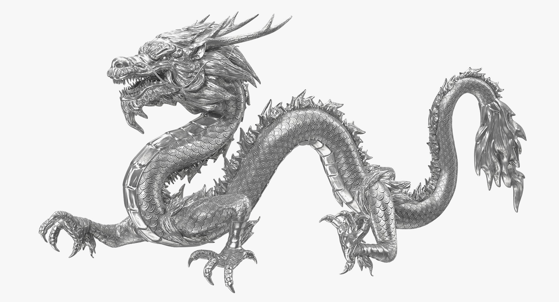 Китайский дракон серебристый