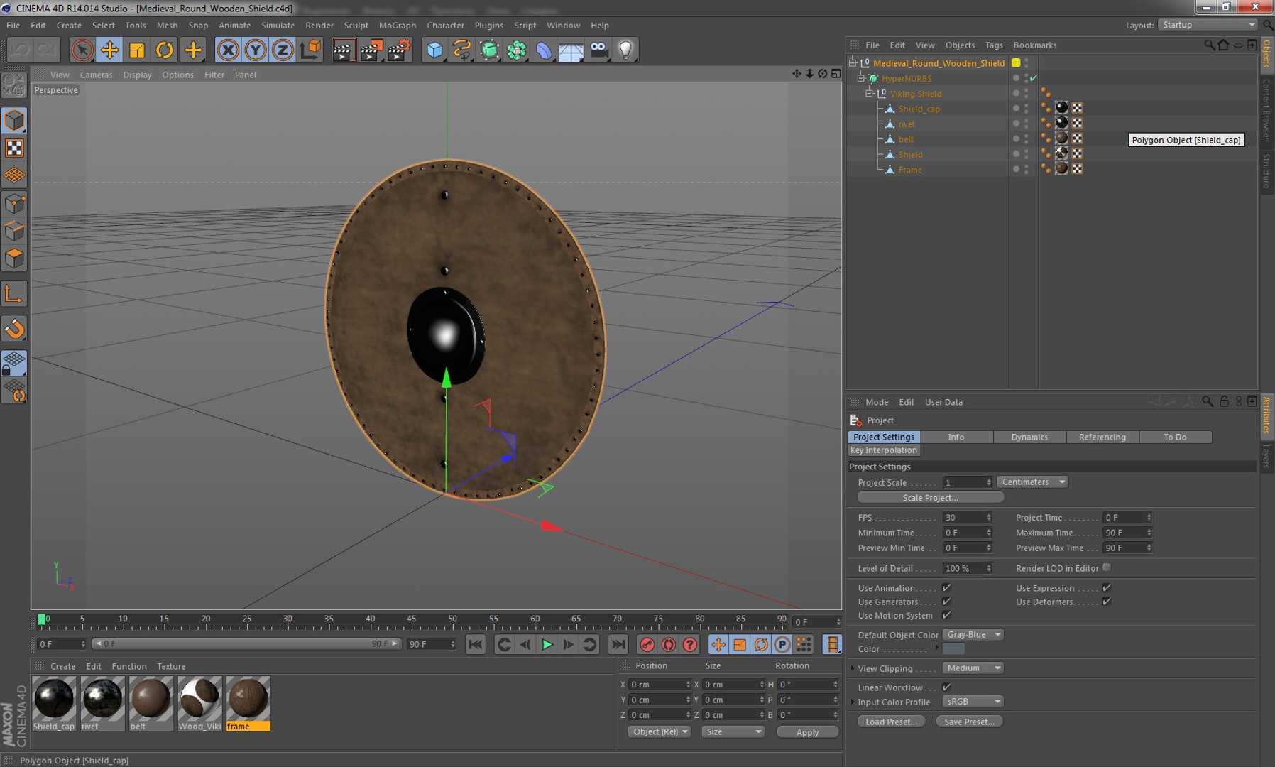 Medieval Round Wooden Shield 3D model preview