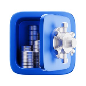 3D Safe Open Basic Coins Icon model