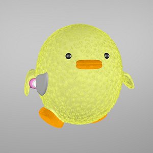 baby chicken with a knife 3D model