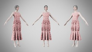 Dress 24 Crimson Bloom Lattice 3D model