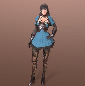 rigged sexy asian girl animation 3D model