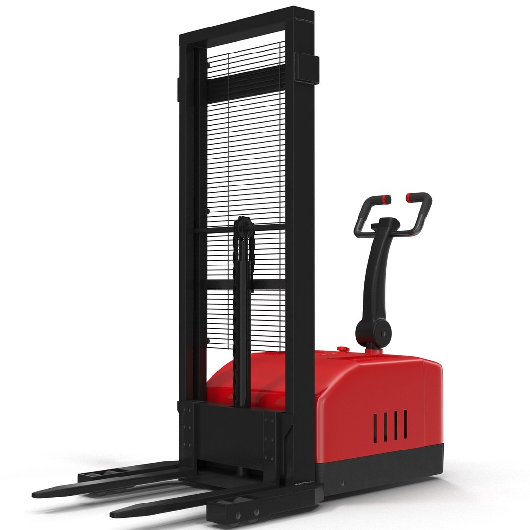 Electric Walkie Stacker Rigged Red 3D Model 3D model preview