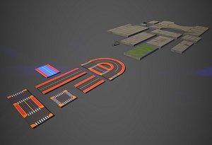 3D model Sci-Fi Modular Road Pack Components Final