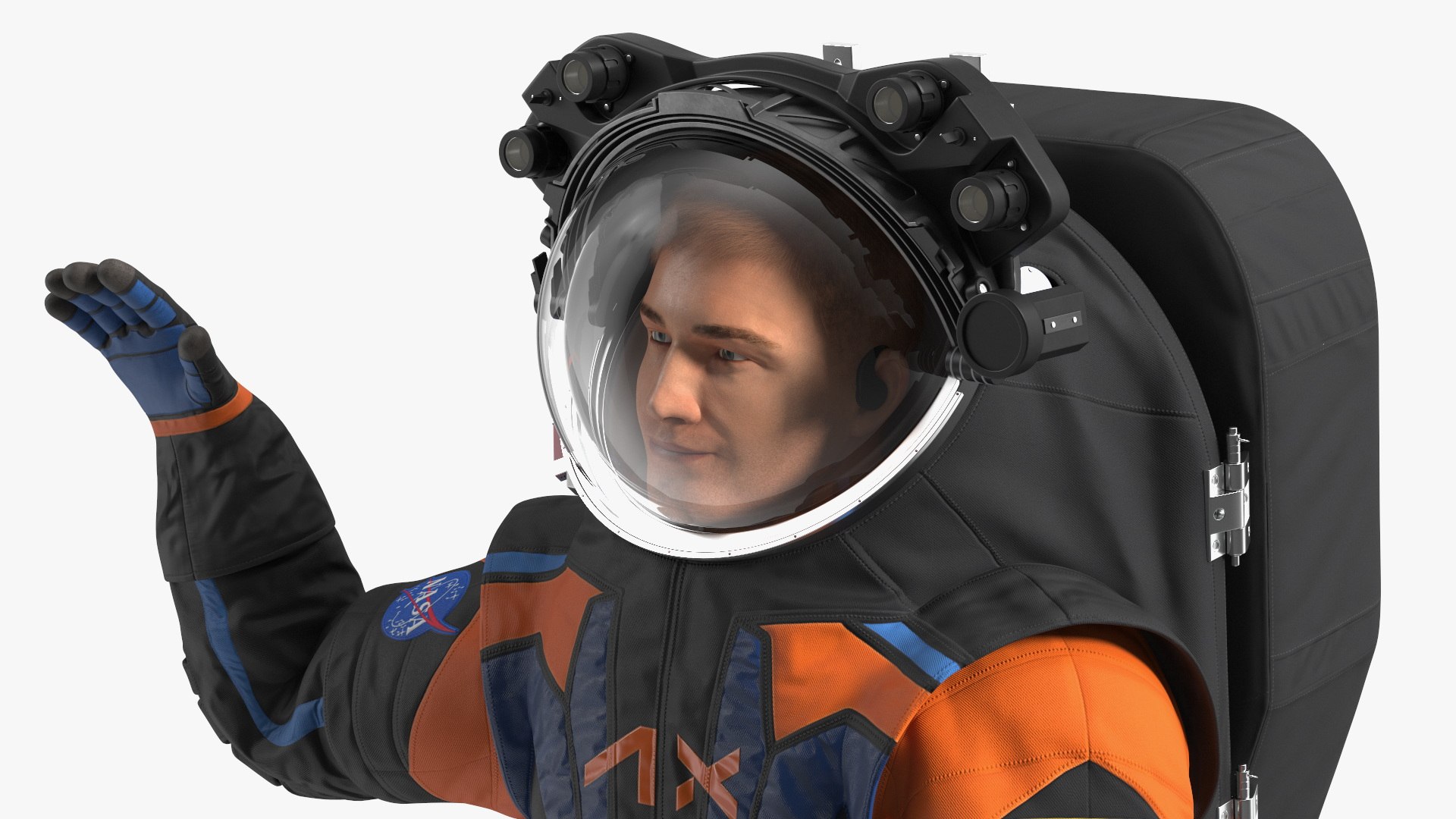 3D Modern NASA Spacesuit Axiom On Astronaut Waving Pose Fur Model ...