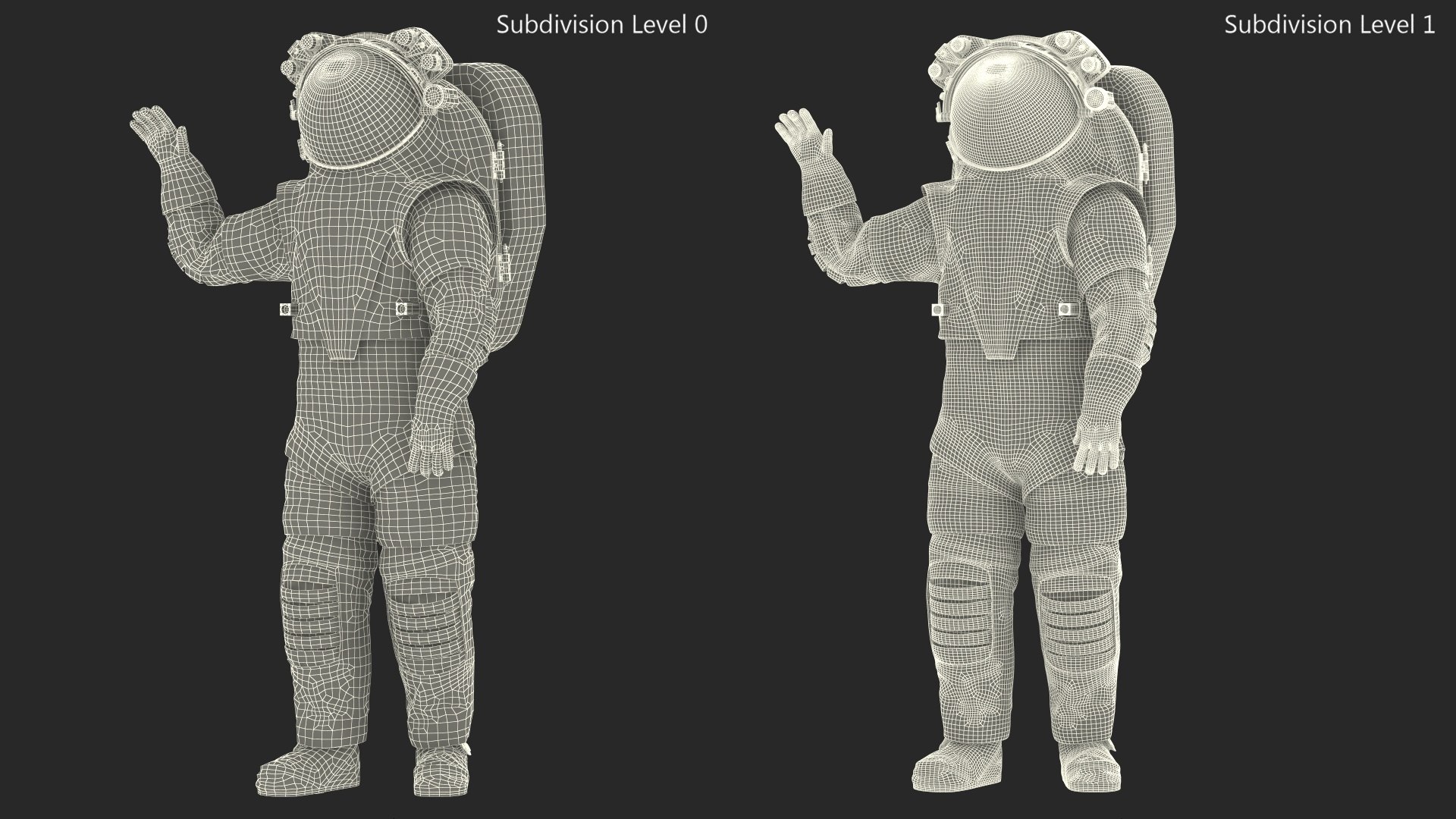 3D Modern NASA Spacesuit Axiom On Astronaut Waving Pose Fur Model ...