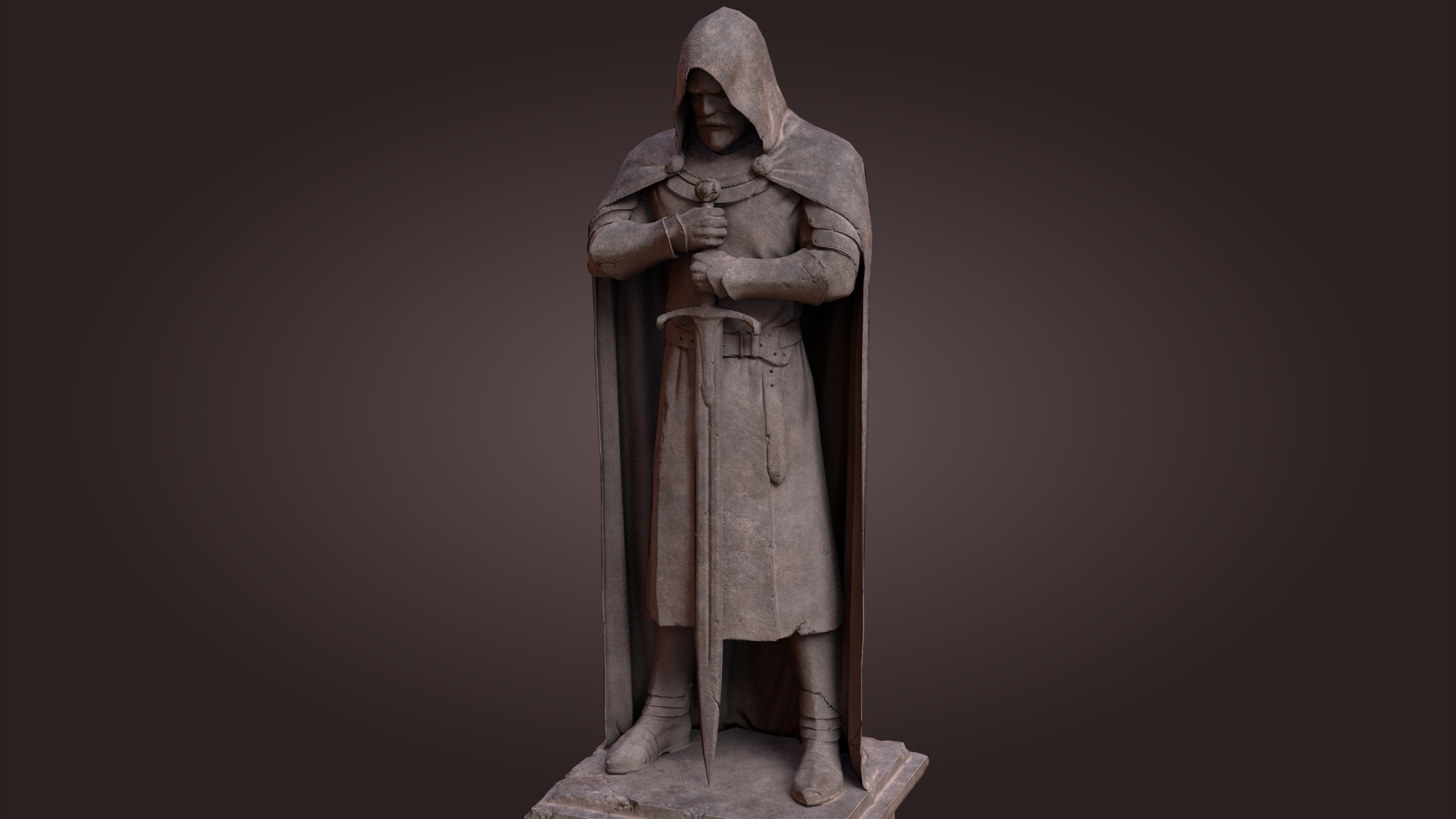 Ancient sandstone statue knight 3D model TurboSquid 1703003