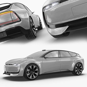 Audi E Advanced Electric Vehicle Gray Rigged for Cinema 4D 3D model