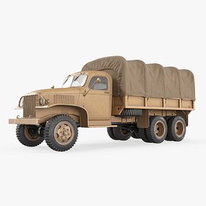 Retro Utility Army Vehicle with Canvas Cover Sand Rigged for Cinema 4D 3D model