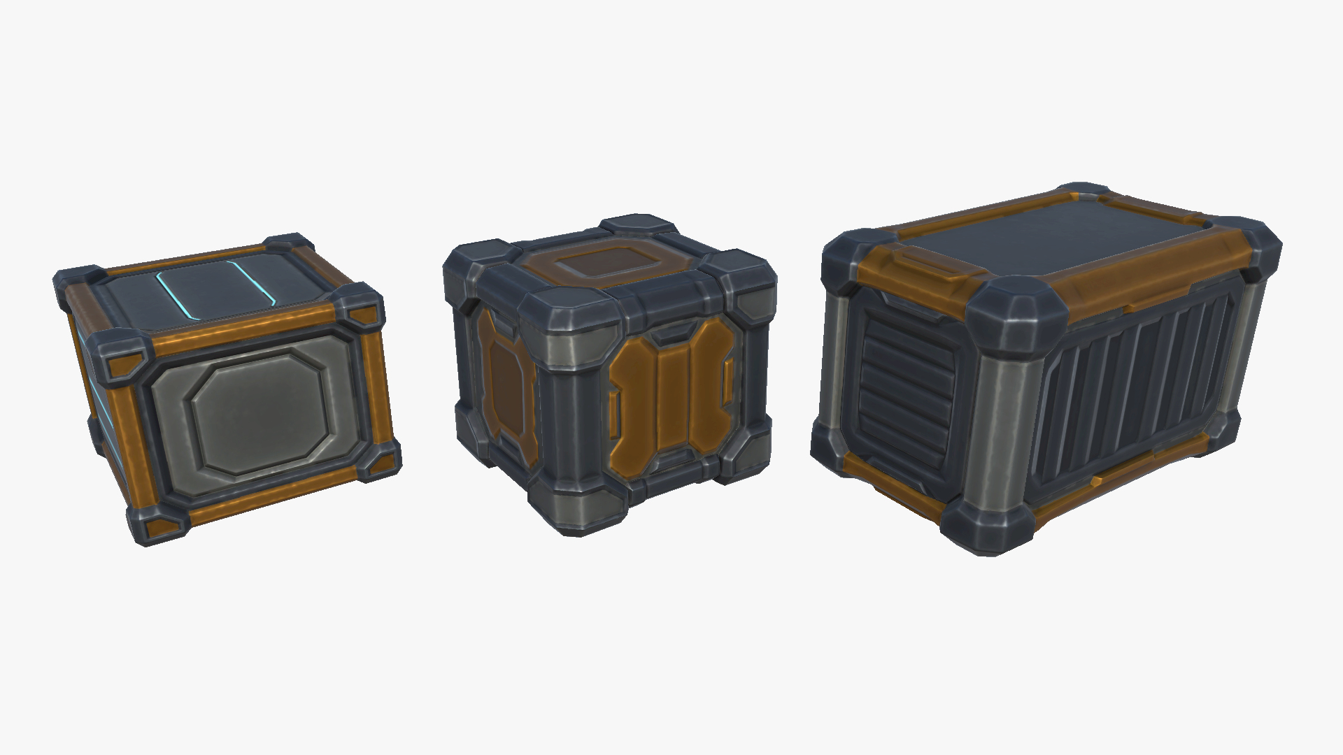 Stylized Sci-Fi Cyberpunk Crates Boxes Shipping Containers 3D Model ...