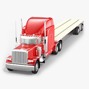 3D model flatbed semi-trailer truck trailer