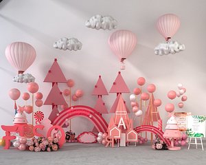 3D model wedding balloon lobby