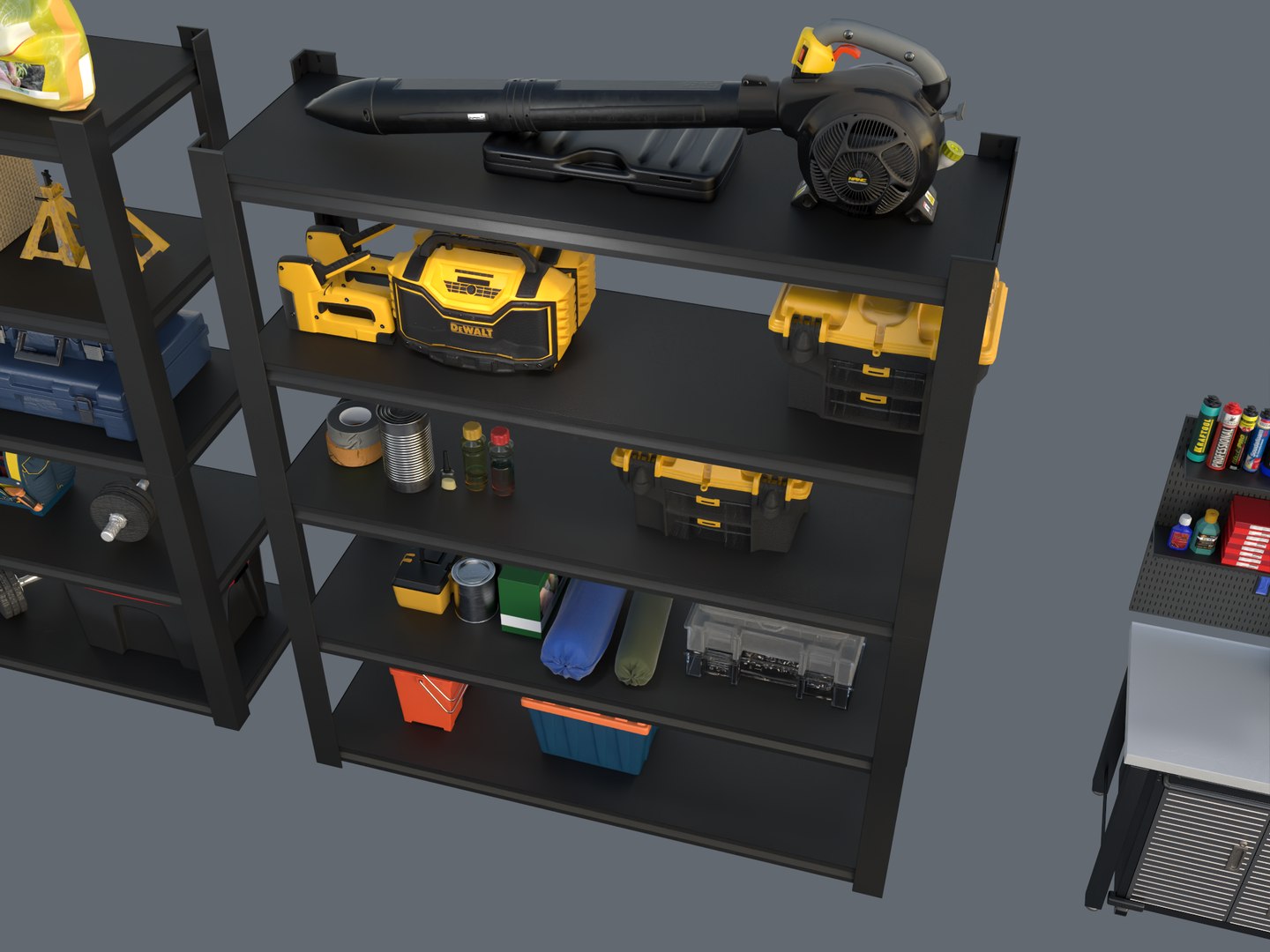 Garage Storage Rack  Workshop Tool Organization System 3D model https://p.turbosquid.com/ts-thumb/Fk/OrHdQf/Hb/2_camera_004/png/1791782623/1920x1080/fit_q87/00506bc0e0cbfaf4f3dffd3d7cf0b6a089d61a37/2_camera_004.jpg
